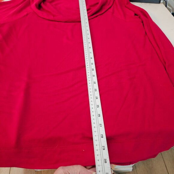 Chicos Zenergy Red Long Sleeve Top Size XL Fold Over Neck Bateau Tunic - Picture 9 of 9